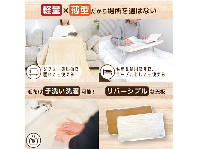 超小型おひとりさま用こたつ「ちょいこた」が発売、天板の角度を調整