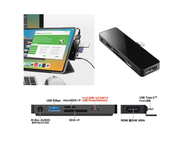 Logitec ipad用 6in1 ドッキングステーション×２台セット ロジテック Logitec HDMI ON/OFF機能搭載 ドッキング