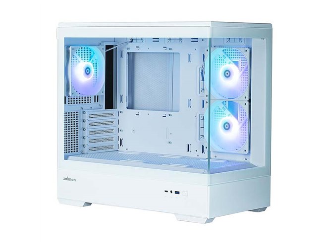 PCケース 2つ強化ガラス ホワイト1つ、ブラック1つ ZALMAN、2面に強化ガラスパネルを採用したミニタワー型PCケース