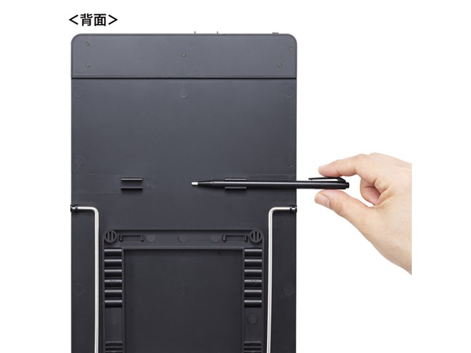 サンワ、メモを挟めるクリップとスタンド付き13型電子メモパッド「DH