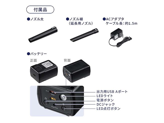 サンワ、バッテリー着脱対応のコードレスブロワー「200-CD084