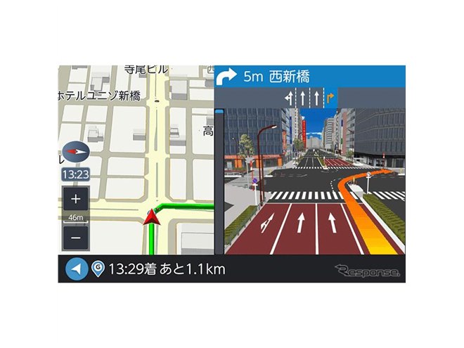 タテでもヨコでもスマホ感覚でサクサク操作、8型ポータブルナビ