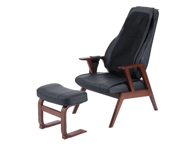 アテックス、「リクライニングマッサージチェア」に黒い合成皮革を採用