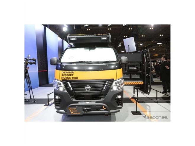 日産『キャラバン』災害支援車の提案、リーフの二次利用バッテリーで