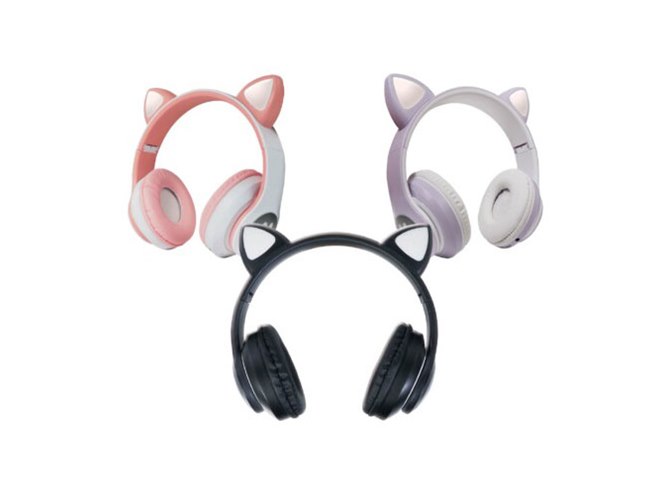 非売品 猫耳ワイヤレスヘッドフォン ハック、肉球マークが光る猫耳ワイヤレスヘッドホン「HAC4050