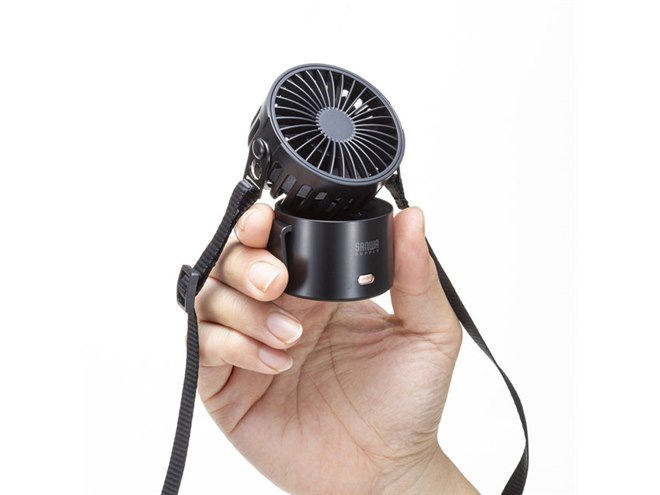 サンワ、首掛け/手持ち/クリップ固定/卓上で使える4WAY扇風機「USB