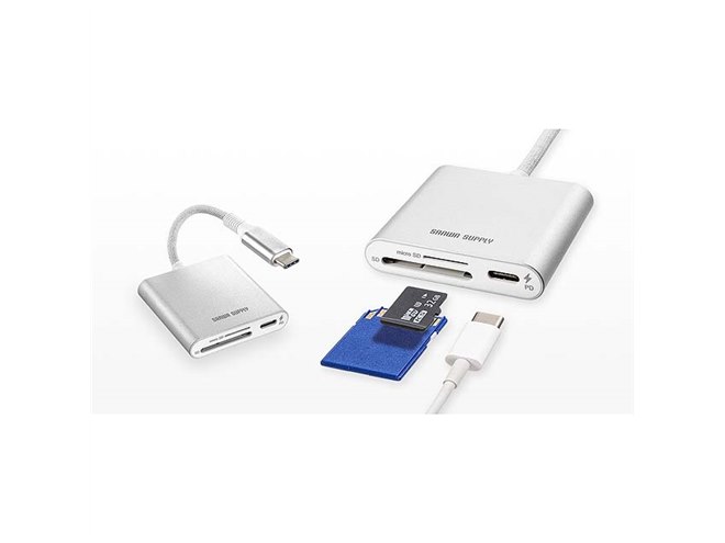 サンワ、USB Type-C接続のmicroSD/SDカードリーダー「ADR-5TCSDPW