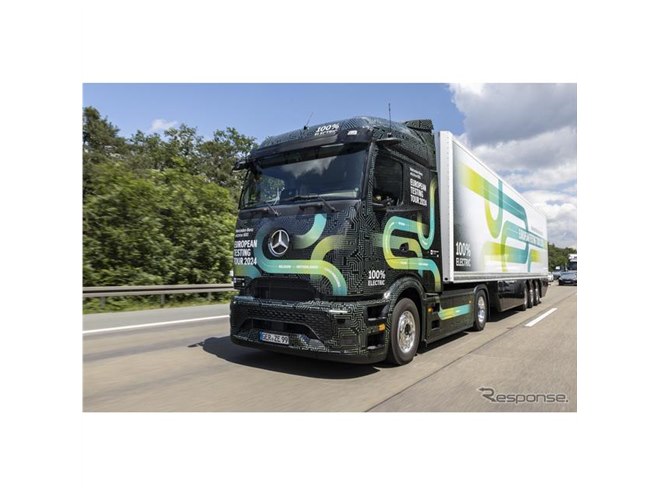 メルセデスベンツの新型EVトラック、欧州20カ国走破ツアー開始…航続