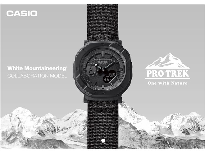 カシオ、White Mountaineeringとコラボしたオールブラックの