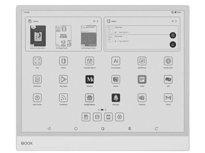 SKT、13.3型モノクロ電子ペーパー搭載タブレット「BOOX NoteMax