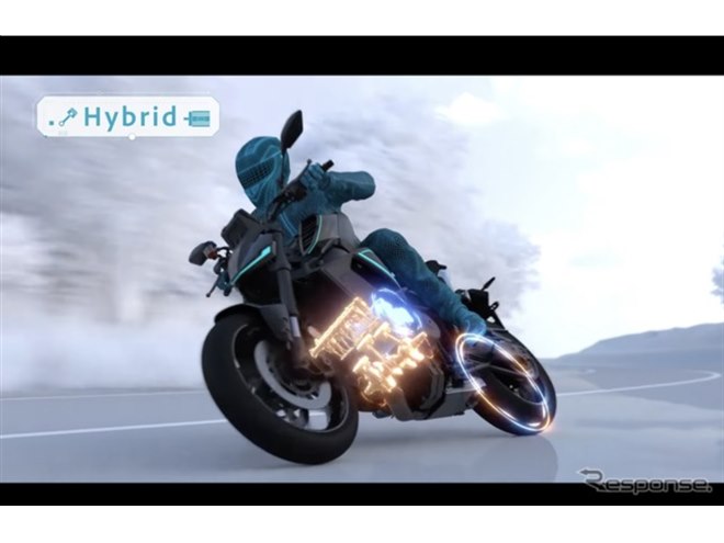 ヤマハ、大型バイク用プラグインハイブリッド技術を公開、エンジン車と