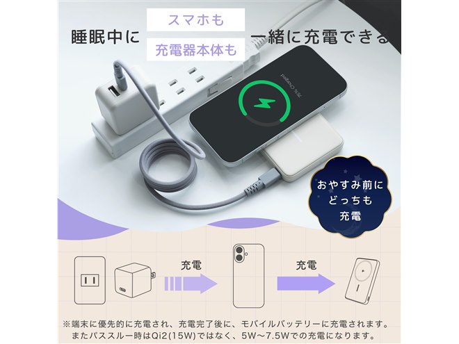 MOTTERU、Qi2に対応した5000mAhマグネット式ワイヤレスモバイル