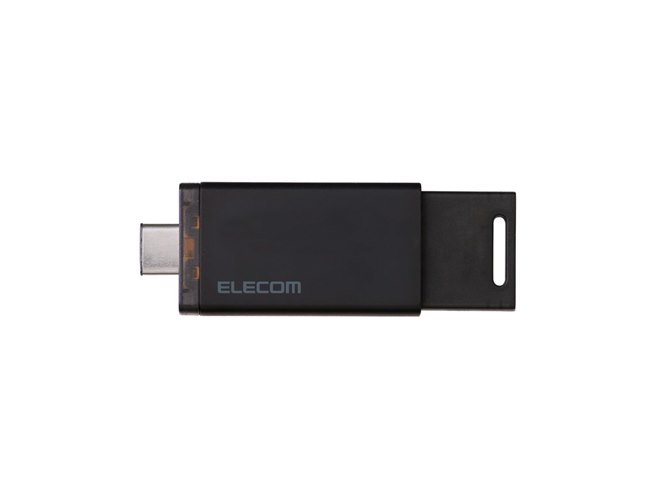 エレコム ESD-ESK0250GBK エレコム、キャップ紛失の心配がないノック式を採用したUSB Type-C接続