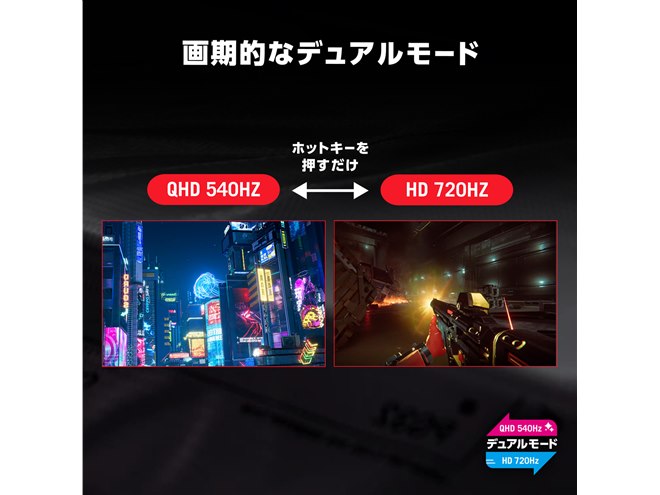 ASUS、540Hz対応のタンデムOLEDを搭載した26.5型QHDゲーミングモニター