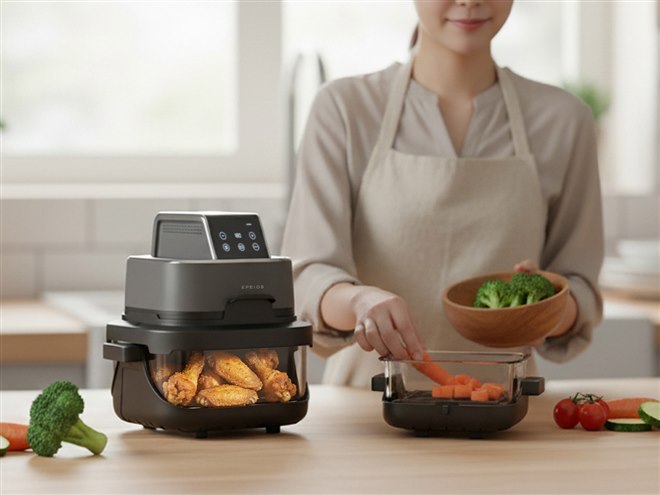 EPEIOS、調理ユニットとボウルが分離し揚げも焼きも可能な「ガラス