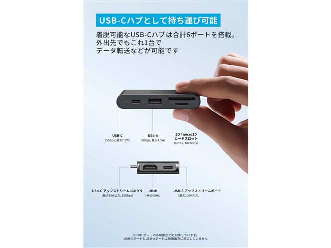 Anker、1台2役の「Anker Nano ドッキングステーション」発売 外出時は6