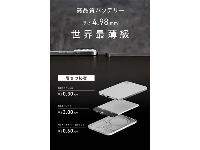 CIO、厚さ4.98mmの薄型モバイルバッテリー「SMARTCOBY ULTRA SLIM 3K