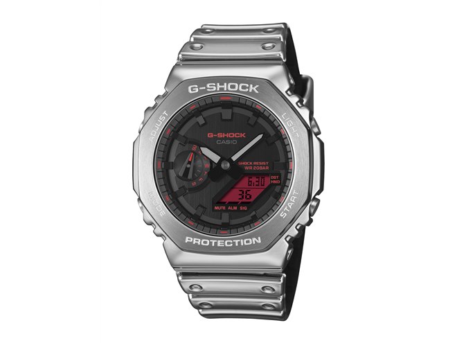 カシオ、ステンレスベゼルとレッド液晶を採用したG-SHOCK「FINE