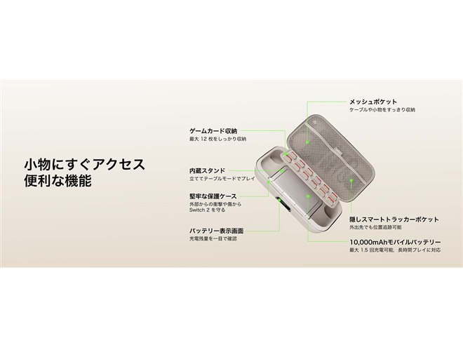 ベルキン、Switch 2用モバイルバッテリー内蔵ケース「Gaming Switch 2