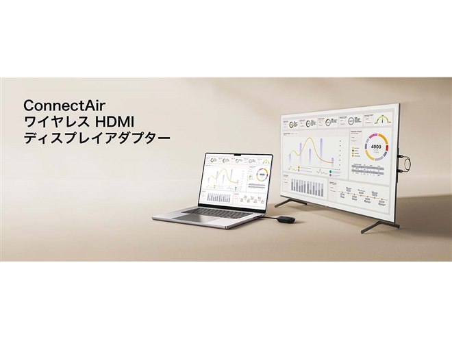 ベルキン、最大40mに対応した「ConnectAir ワイヤレス HDMI