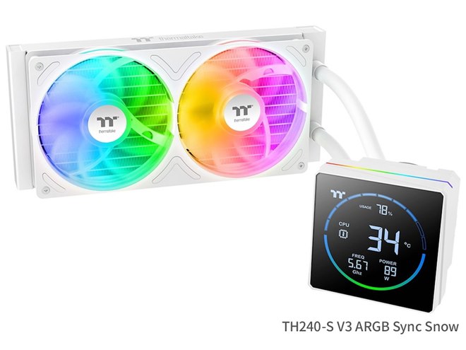 Thermaltake、CPU温度を表示できる水冷一体型CPUクーラー「TH-S V3