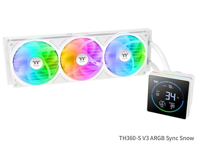 Thermaltake、CPU温度を表示できる水冷一体型CPUクーラー「TH-S V3