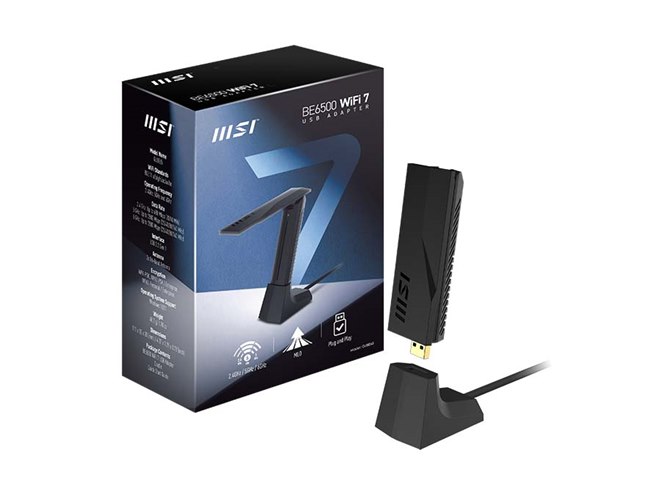 Wi-Fi 7 USB 無線LANアダプター wifi7 MSI、Wi-Fi 7対応のUSBアダプター「BE6500 WiFi 7 USB Adapter