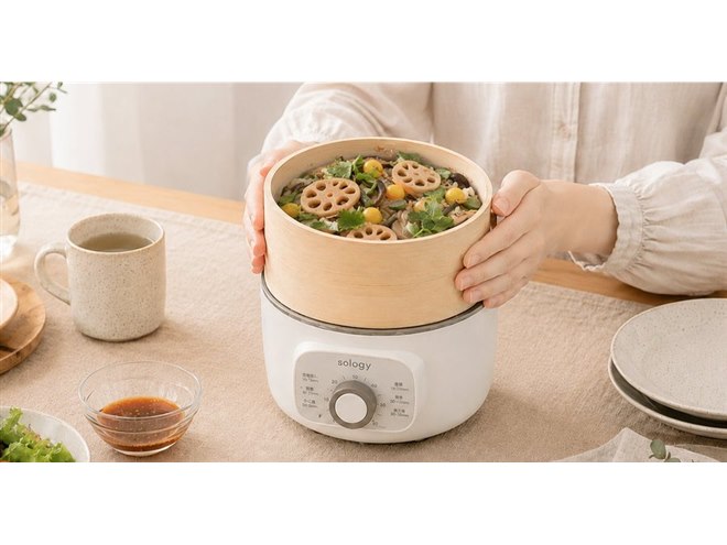 GDT、竹せいろが手軽に楽しめる卓上電気蒸し器「sology 電気蒸し器