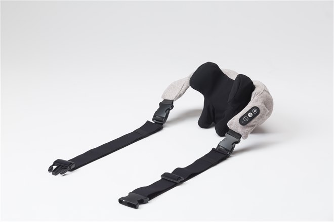 エディオン、体に固定してハンズフリーで肩首をほぐすコードレス