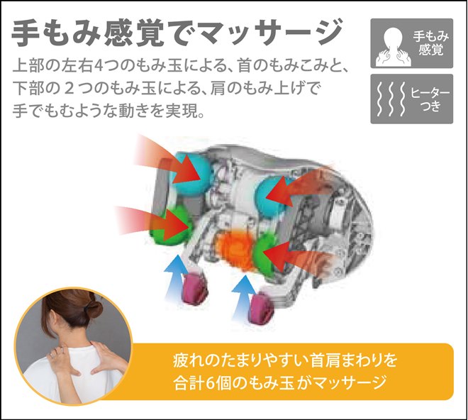 エディオン、体に固定してハンズフリーで肩首をほぐすコードレス
