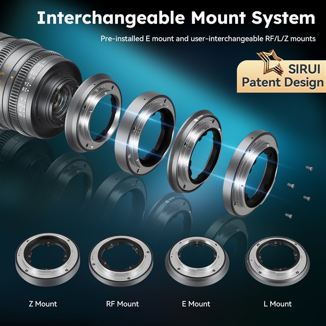 SIRUI、マルチマウントに対応した24mm広角レンズ「SIRUI VP-1 24mm T1