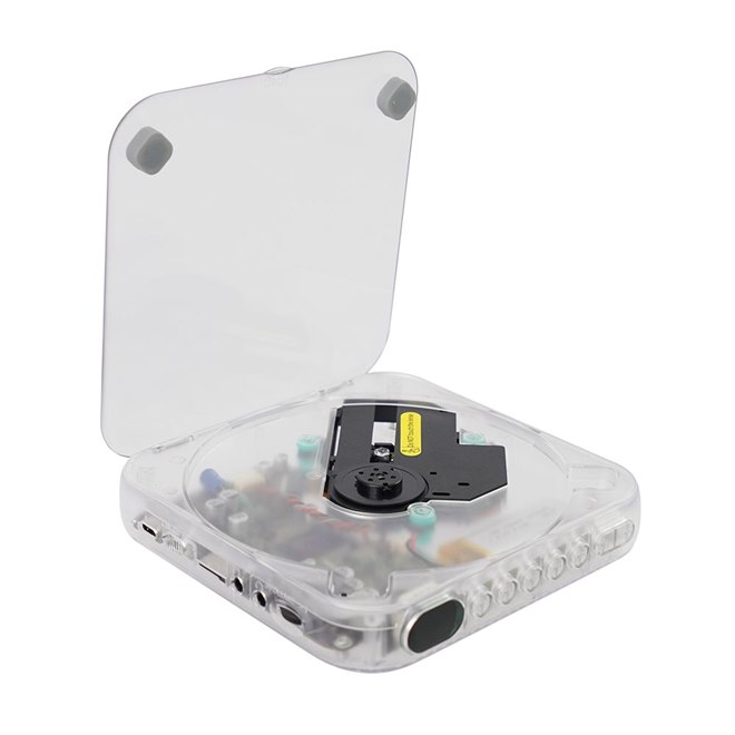 サンコー、平成レトロなデザインの「スケルトンポータブルCDプレーヤー