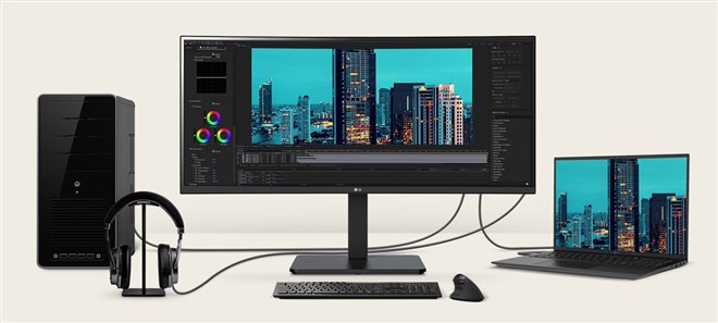 LG、3440×1440表示の34型ウルトラワイド曲面ディスプレイ