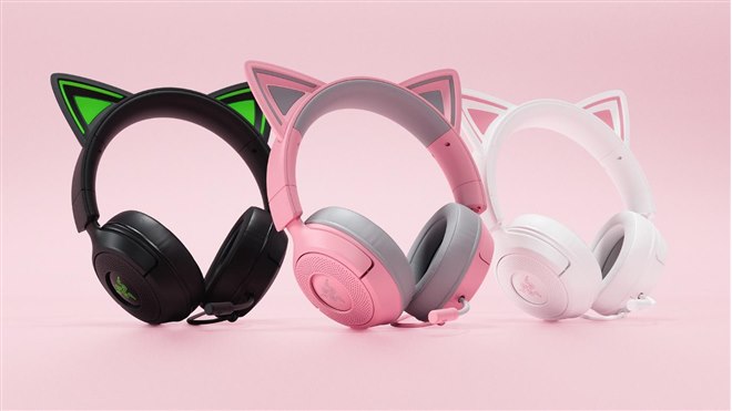 ネコ耳ヘッドホン　RAZER KRAKEN Amazon.co.jp: Razer レイザー Kraken Kitty V2 BT Quartz Pink