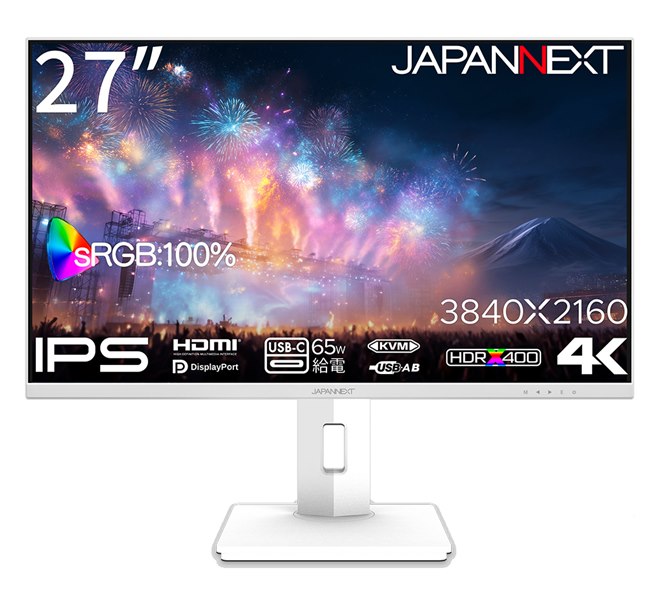 JAPANNEXT、39,980円でHDR 400相当の27型4K液晶ディスプレイ「JN
