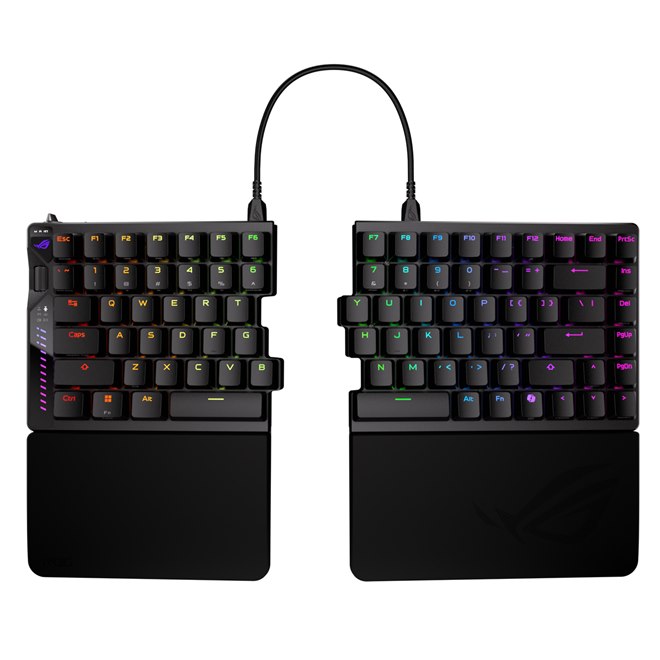 ASUS、75％サイズの分割型ゲーミングキーボード「ROG Falcata Gaming