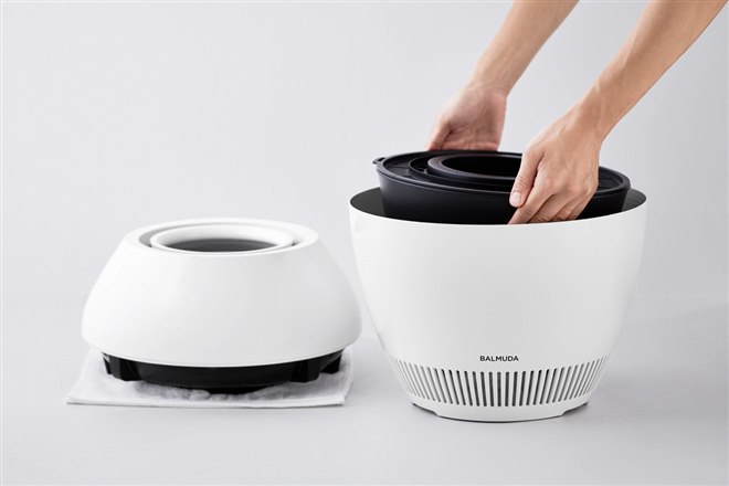 美品 Rain 置き型加湿器 バルミューダ BALMUDA 2022年12月購入 バルミューダ、美しいデザインの気化式加湿器「Rain」に