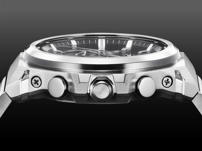 カシオ、メタルの美しさをミニマルデザインで表現した耐衝撃ウォッチ