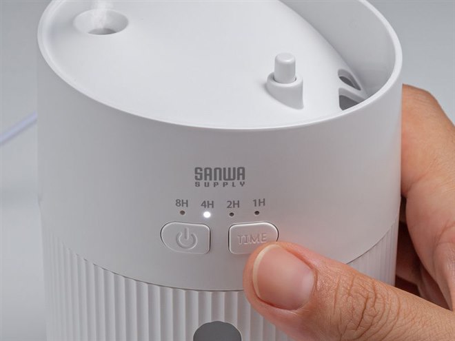 サンワ、上部給水もできるコンパクトなUSB給電式加湿器「USB-TOY103W