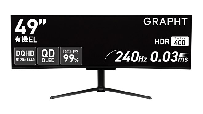 MSY、49型QD-OLEDの湾曲ウルトラワイドゲーミングモニター「GR4924COEL