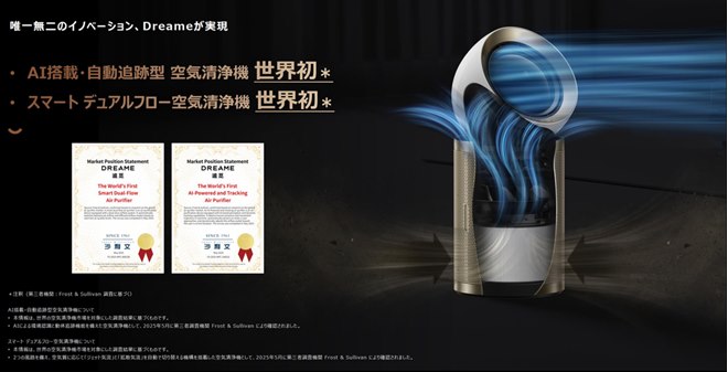 Dreame、デュアルフロー構造とAI追跡機能を搭載した新世代スマート空気