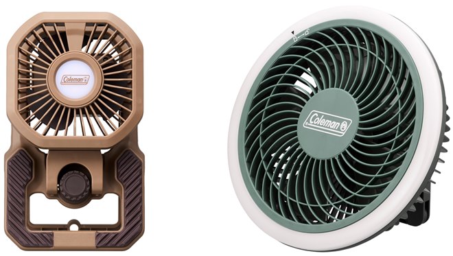 コールマン、アウトドアに適したLEDライト付き多機能ファン2モデル
