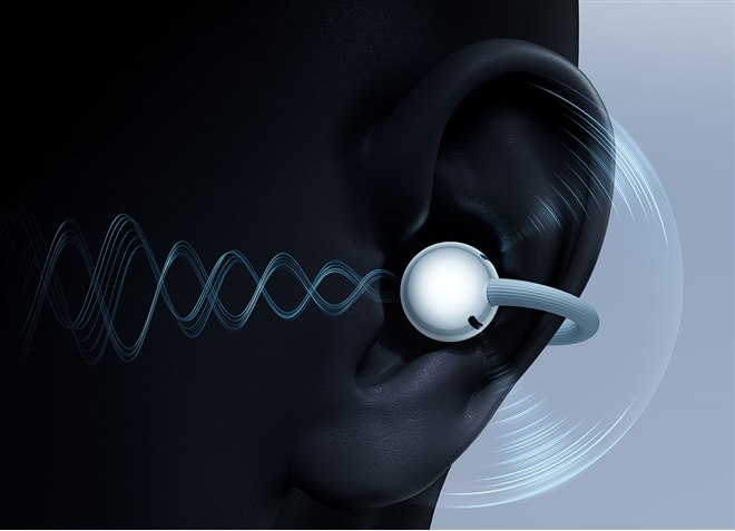 ファーウェイ、液体シリコーンを採用したイヤーカフ型イヤホン「HUAWEI