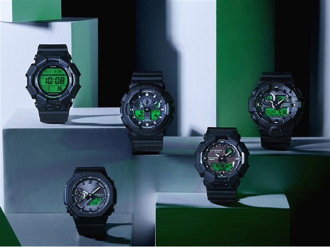 �J�V�I�AG-SHOCK�V�V���[�Y�uBLACK AND ELECTRO GREEN�v5���f��
