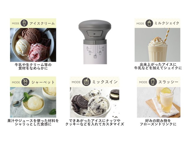 クイジナート、約1分でフローズンデザートが作れる「フローズン