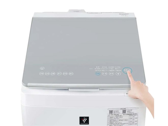 縦型洗濯機 乾燥付　シャープ 洗濯11kg 乾燥6kg シャープ、内フタなし設計を採用したタテ型洗濯乾燥機の洗濯11kg/乾燥