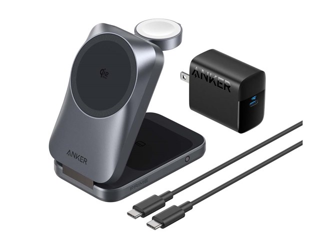 Anker リモート向け3点セット Anker、ファンを内蔵したQi2 25W出力の3in1ワイヤレスUSB充電器「Prime