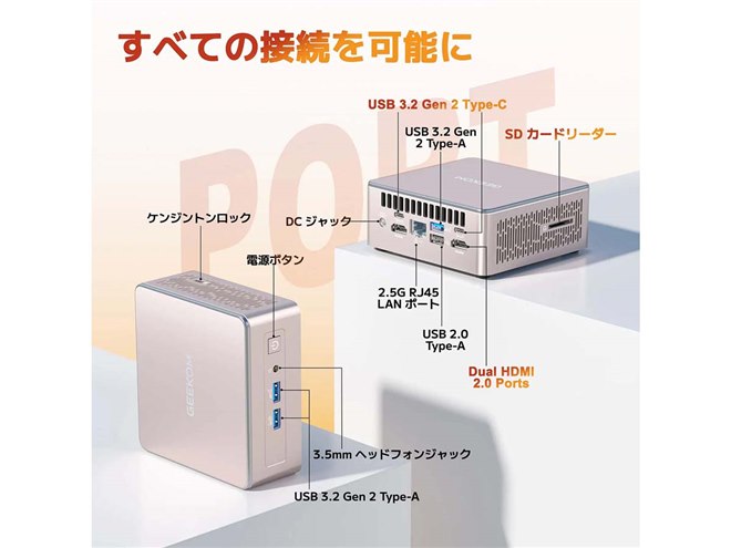 GEEKOM、Ryzen 5 7430UやRyzen 7 5825Uを搭載した高性能ミニ