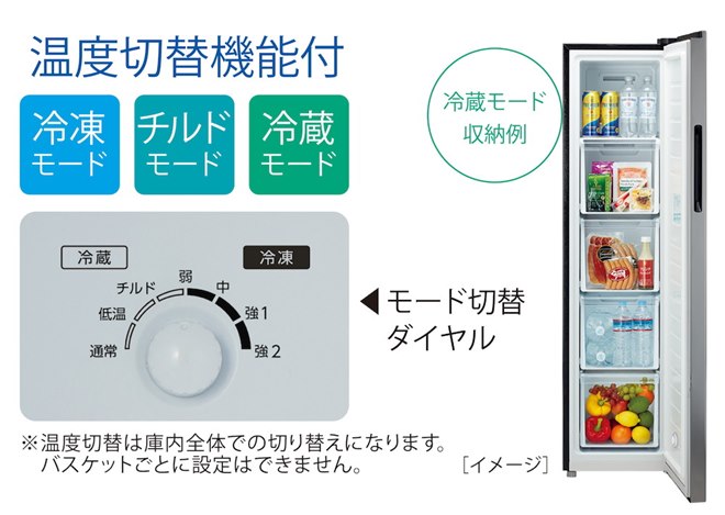 AQUA、隙間に置けるスリム設計を採用した105L/140L冷凍庫「スリム