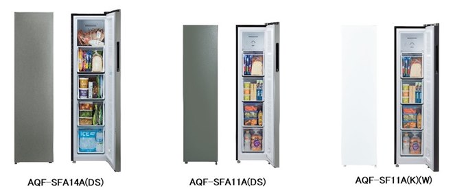 AQUA、隙間に置けるスリム設計を採用した105L/140L冷凍庫「スリム